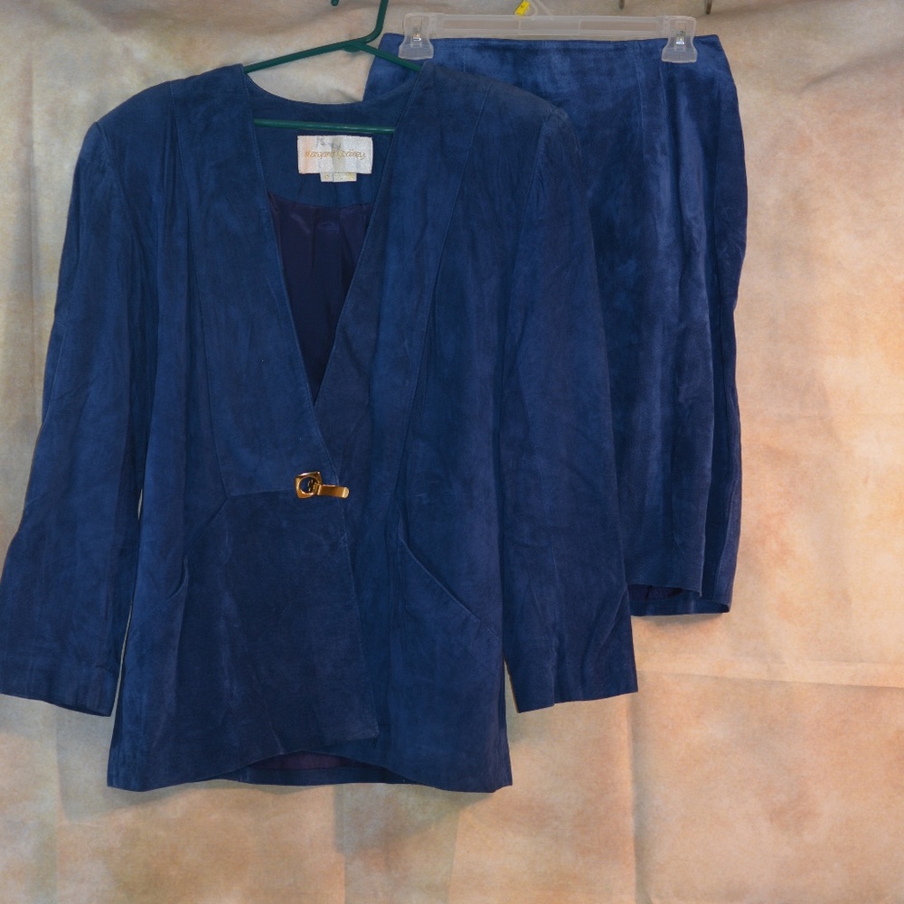 Suede Leather Jacket and Skirt Margaret Godfrey SZ 12/42